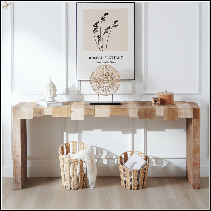 Console moderne et rustique avec blocs sculptés pour les couloirs étroits et les salons
