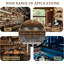 Grand support à vin mural à 4 niveaux, tablettes de bar avec lumières à DEL et porte-verre, tablettes flottantes en bois massif pour bouteilles de liqueur en fer, pour affichage mural complet de bar / restaurant (157,4 po / 400 cm)-133046500