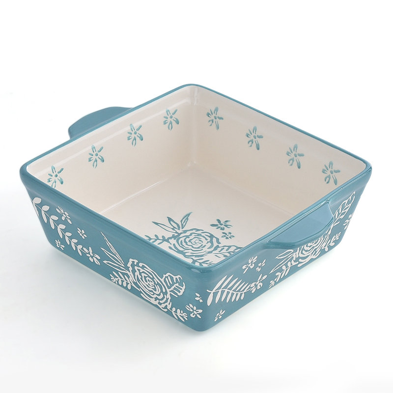 Wisenvoy Square Stoneware Baker Bakeware, Green