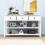 Console Gore Retro avec 3 tiroirs, 2 tablettes et une structure en bois massif pour le salon-392643779