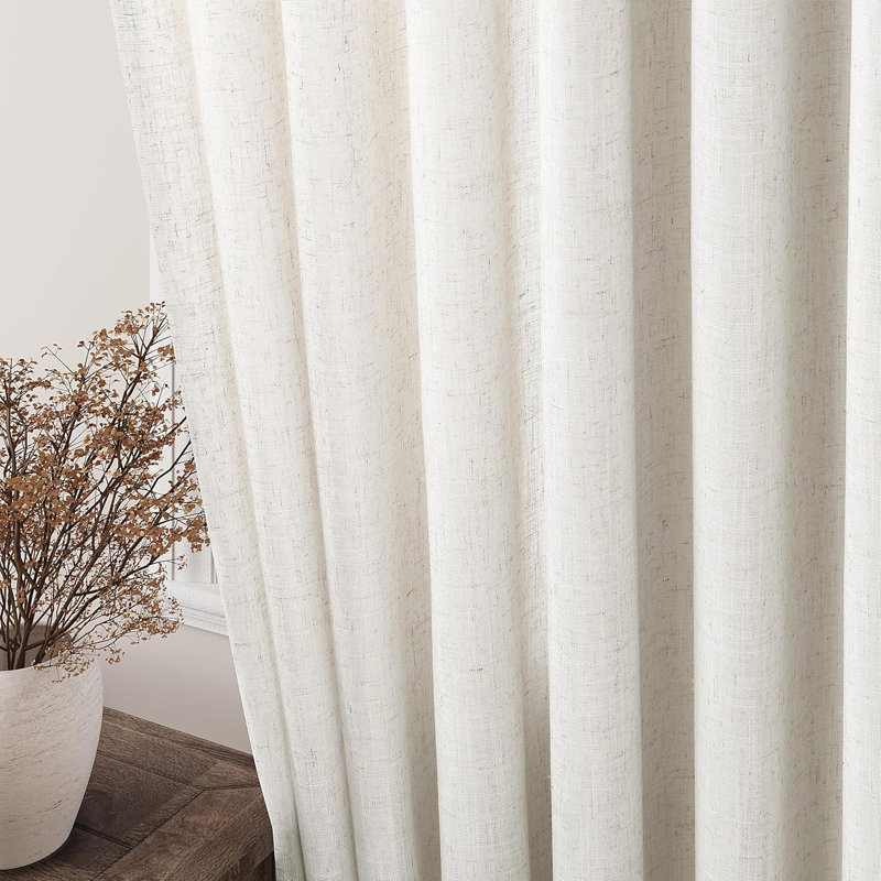 Cream Linen Blend Light-Filtering Pleated Window Panels 90 Inches