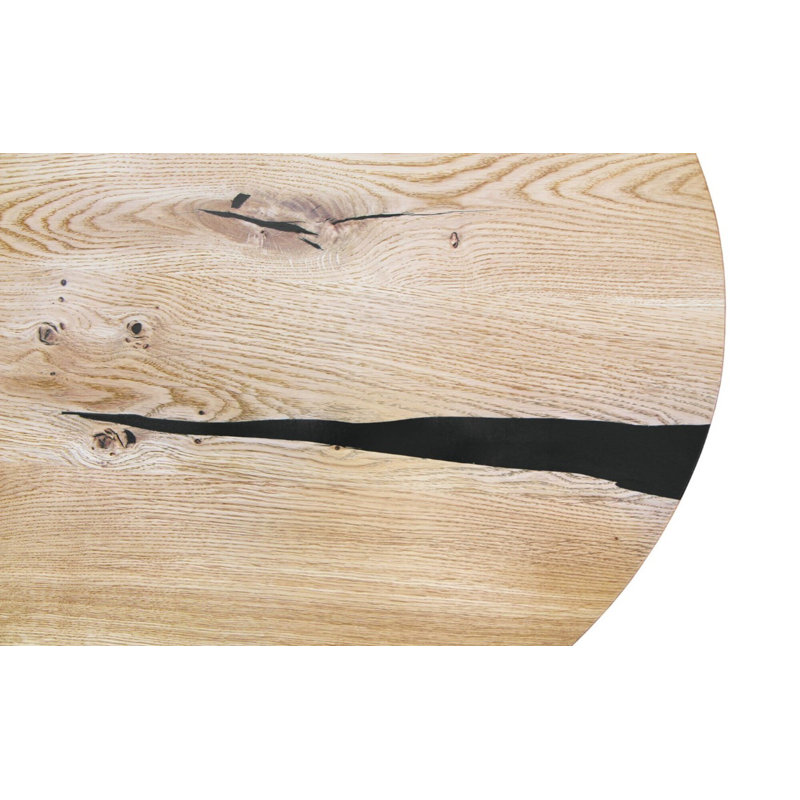 Mayhill Oak Oval Solid Wood Top Metal Base Dining Table