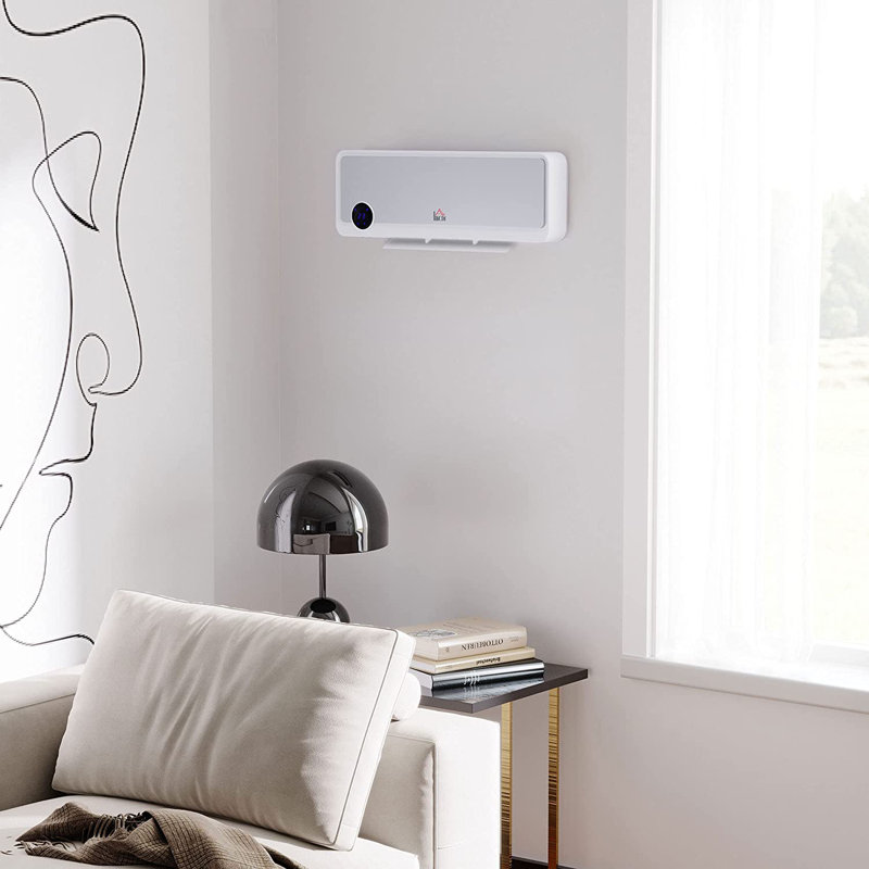 HOMCOM 1000W 6824 BTU Electric Wall Mounted Space Heater with Adjustable Thermostat