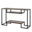 Table noire et chêne avec structure en métal et tablettes de rangement de style rustique