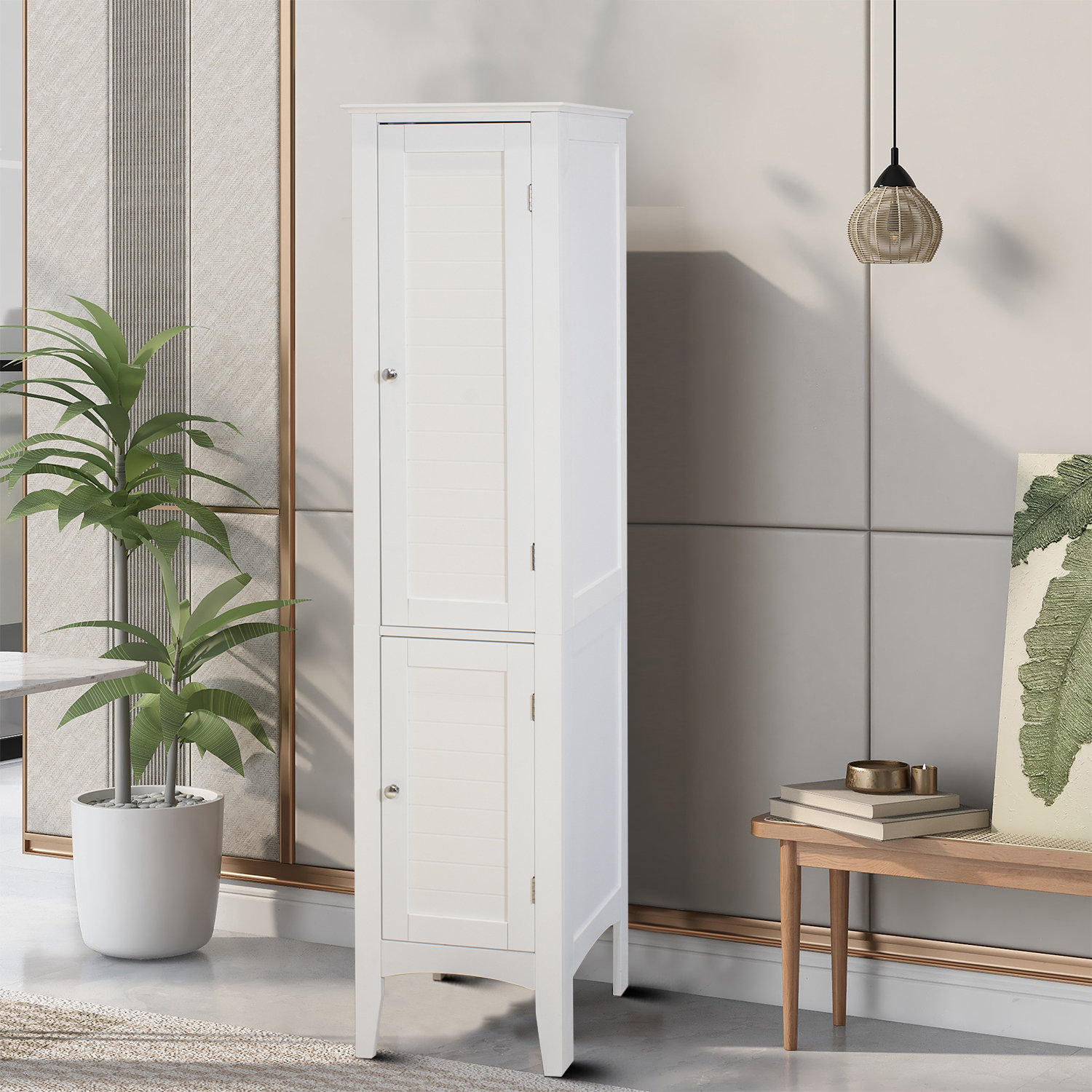 knee length dresses for ladies Tall Cabinet | Modern Linen Tower main image 1