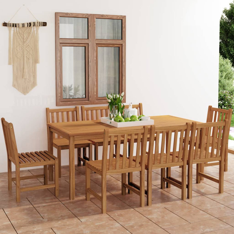 Vitelli 8 - Person Wood Patio Dining Set with Rectangular Table