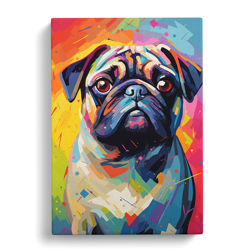Pug Colour Field - Wrapped Canvas, 60cm H x 40cm W x 3cm D