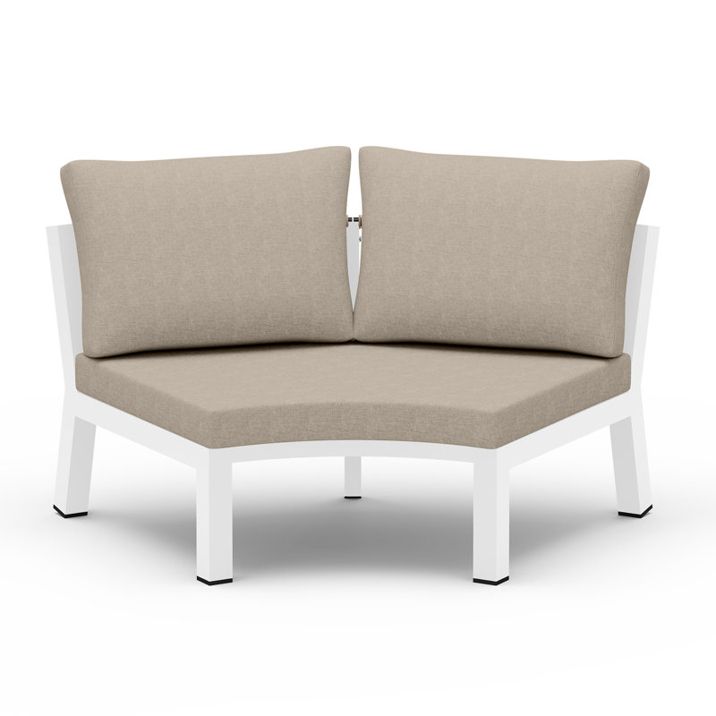 Curved Outdoor Sectional Sofa, Ivory, White