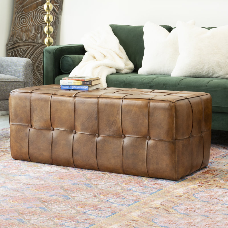 Pinder Genuine Leather Upholstered Bench