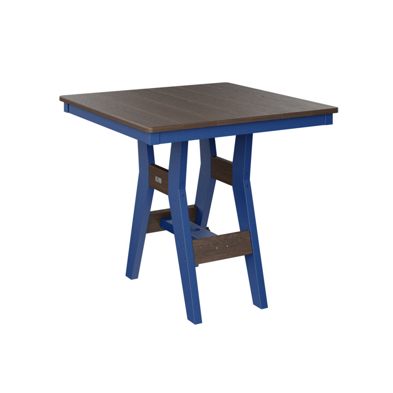 Harbor Outdoor Square Dining Table, 30.37" H x 33" W x 33" D, Pacific Blue, Brazilian Walnut