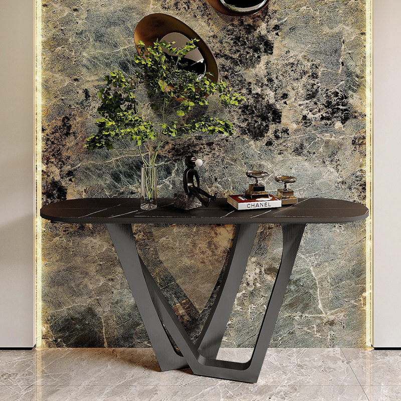 Console luxueuse haut de gamme de style italien., H 33,5 po x l 47,2 po x P 13,8 po, Gris