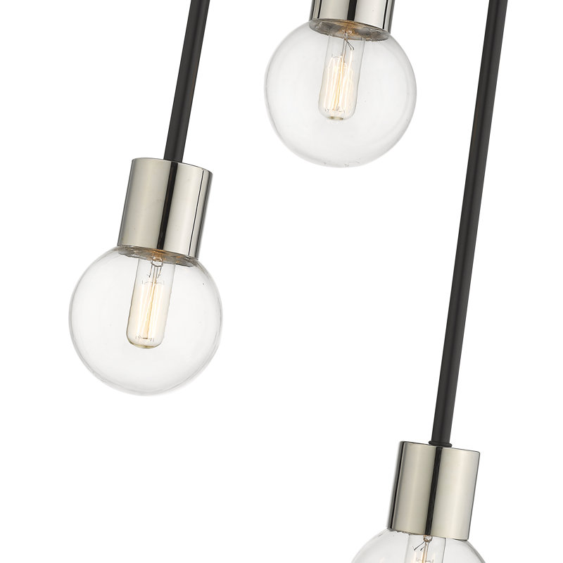 Lustre à niveaux 3 lumières unique Dearing, Nickel poli
