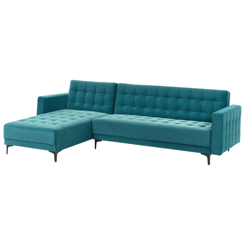 Aliyha 4 Seater Velvet Sofa Bed, Left Hand Facing, Sea Blue