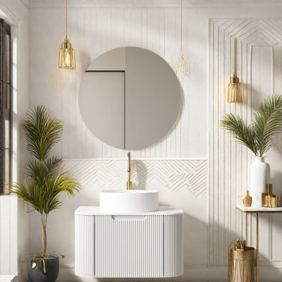 Meuble-lavabo moderne blanc avec rangement et lavabo