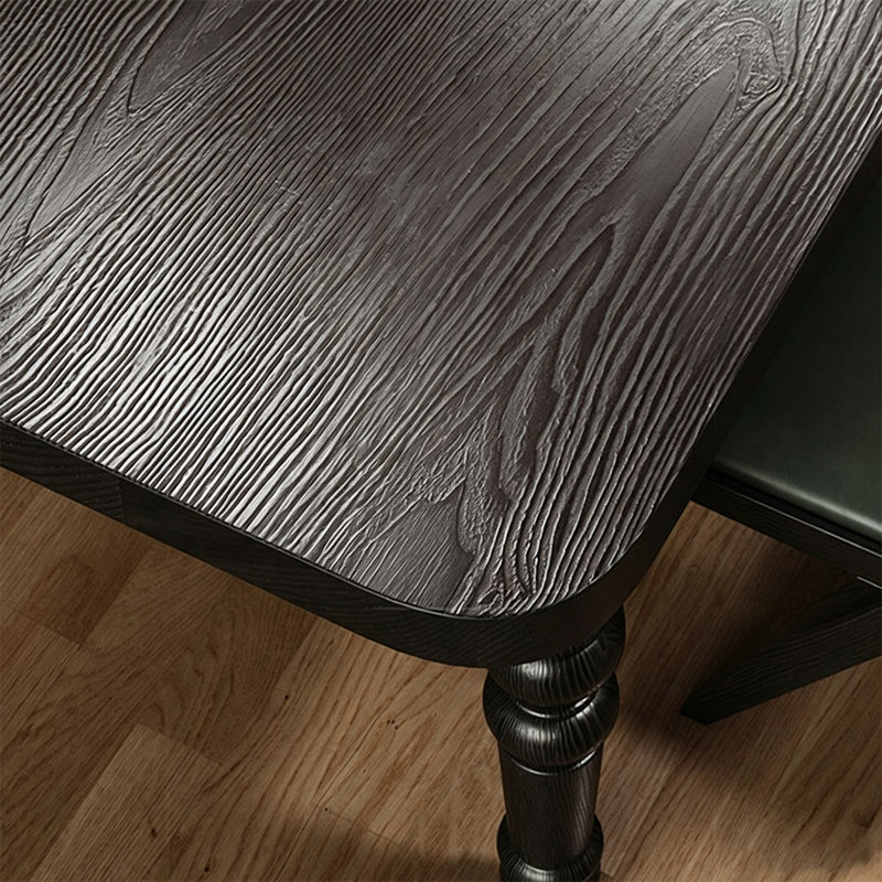 Table de salle à manger rectangulaire en bois massif noir, 29.53" H x 62.99" W x 27.56" D