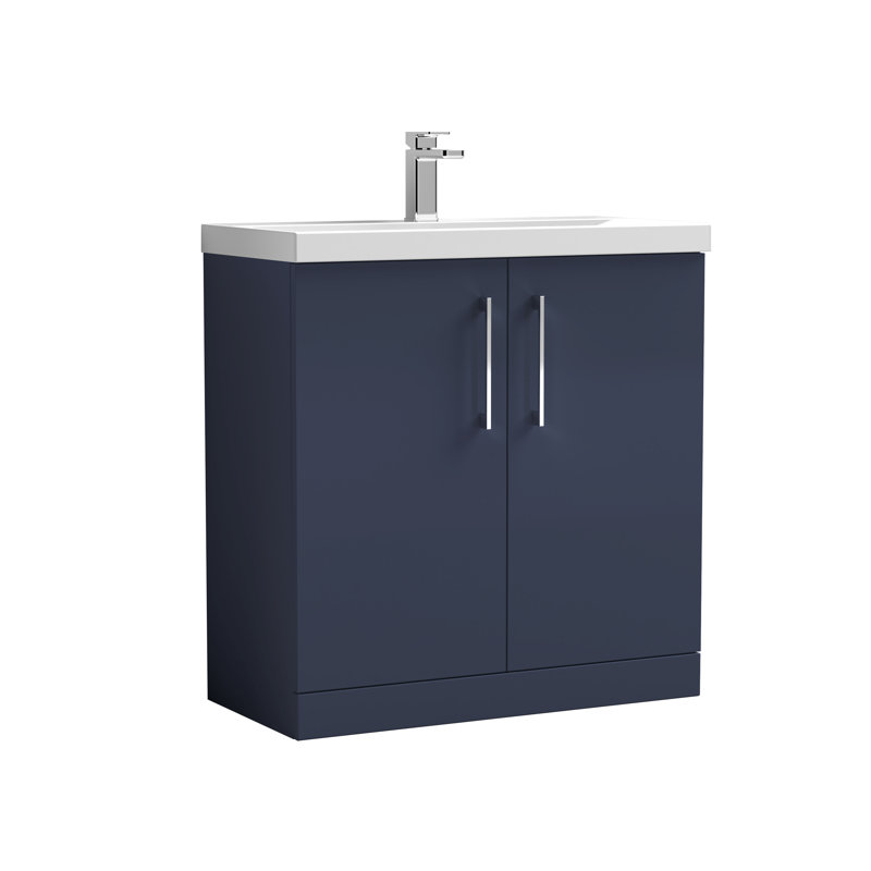 810mm Single Bathroom Vanity with Drop In Vitreous China Basin, Midnight Blue