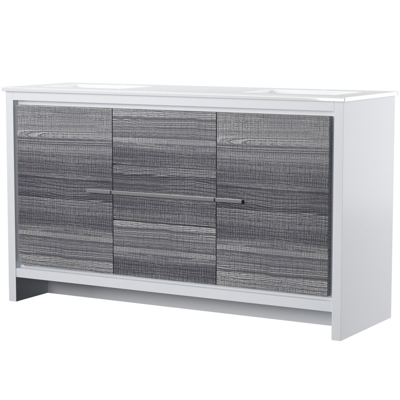 Meraris 59.125'' Double Bathroom Vanity with Quartz/Ceramic Undercount Sink Top