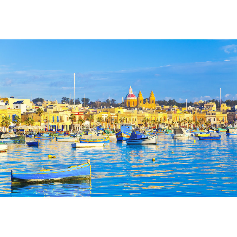 Marsaxlokk Fishing Village - Wrapped Canvas Print, 61cm H x 91cm W x 3.8cm D