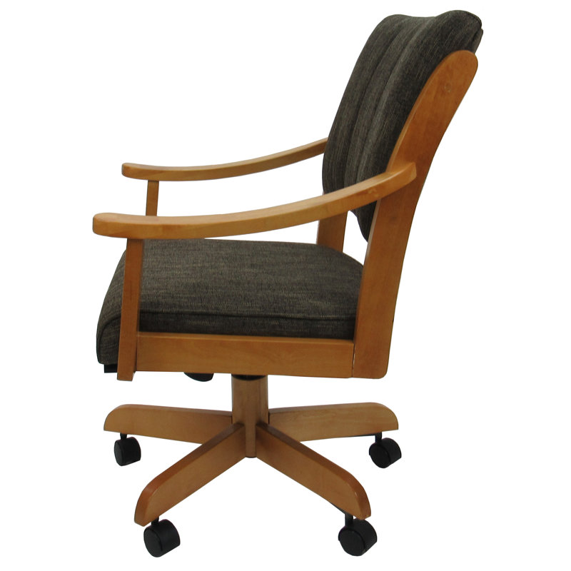 Evteka Dining Caster Chair with Arms, Sanora Brown, Honey