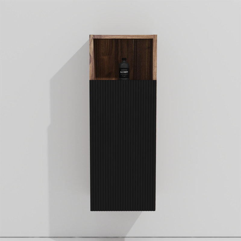 CC1014S110.309 Black & Walnut Bathroom Floating Side Cabinet, Wall-Mounted Storage Cabinet For Small Space, KD