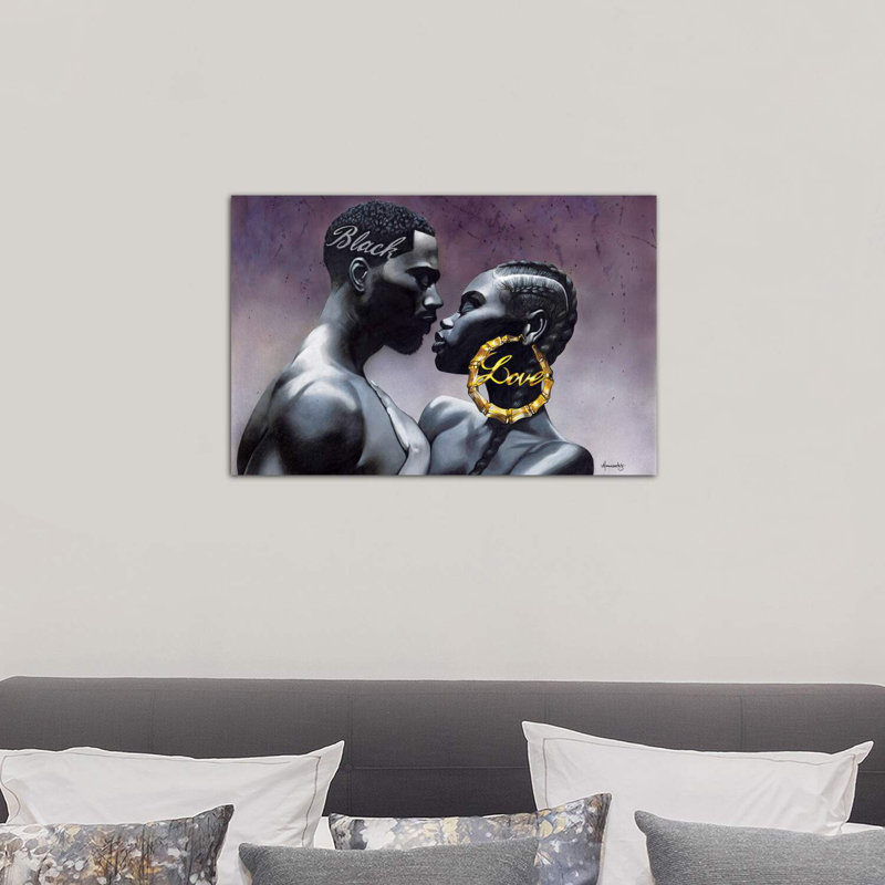 «Black Love» par Manasseh Johnson - reproduction d'art, Toile tendue, H 18 po x l 26 po x P 1,5 po
