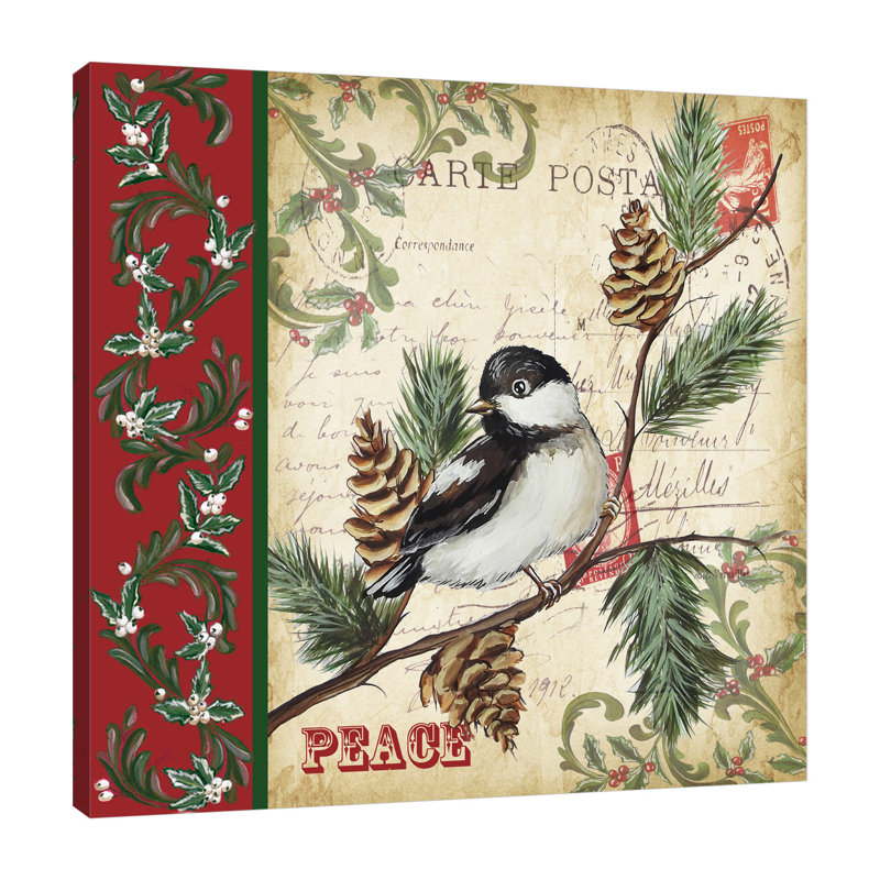 «Christmas Birds: Chickadee», toile tendue par The Holiday Aisle®, H 24 po x l 24 po x P 1,5 po
