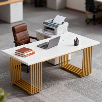 70.9" Modern Home Office Desk with Metal Frame