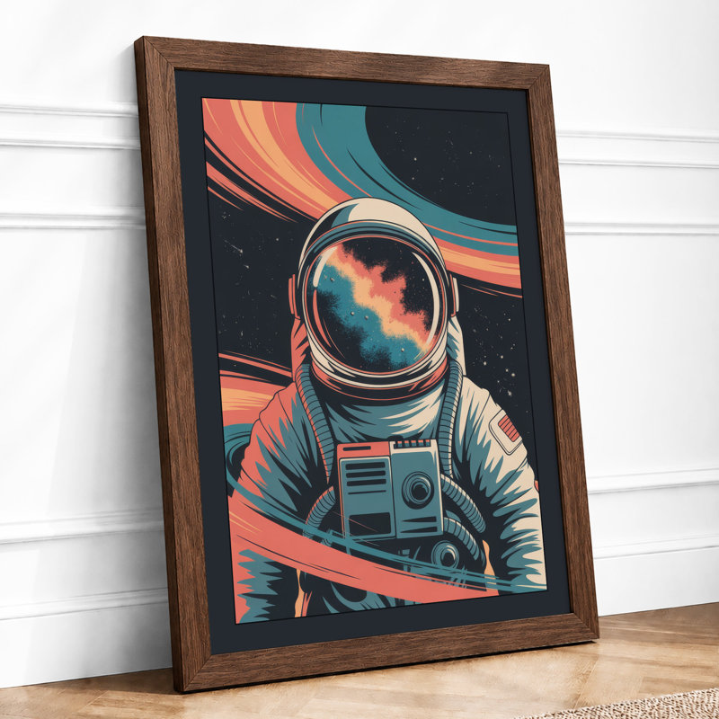 Cosmic Astronaut Modern - Print, A2 - 59.4 x 42.0 cm, Walnut