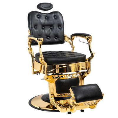 Vintage Style Heavy Duty Hydraulic Recline Square Backrest Barber Chair Black