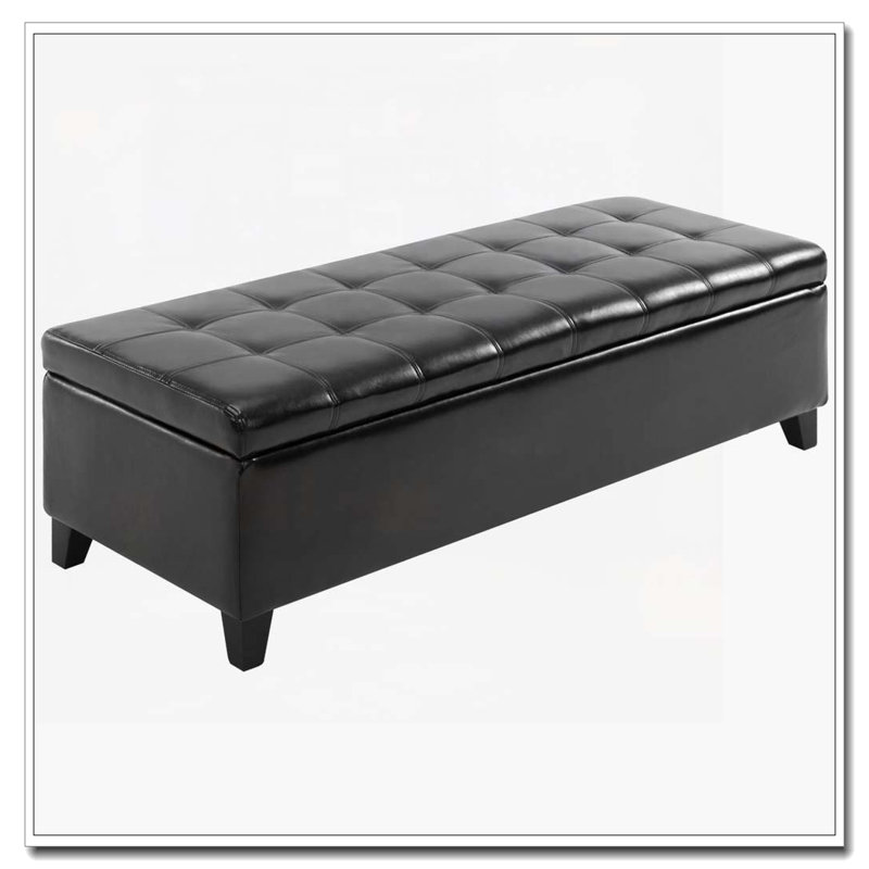 Banc de rangement capitonné en similicuir, Noir