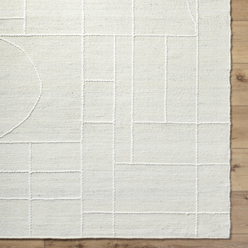 Rectangle Geometric Hand Tufted Wool Area Rug in Gray, Rectangle 2' x 3'
