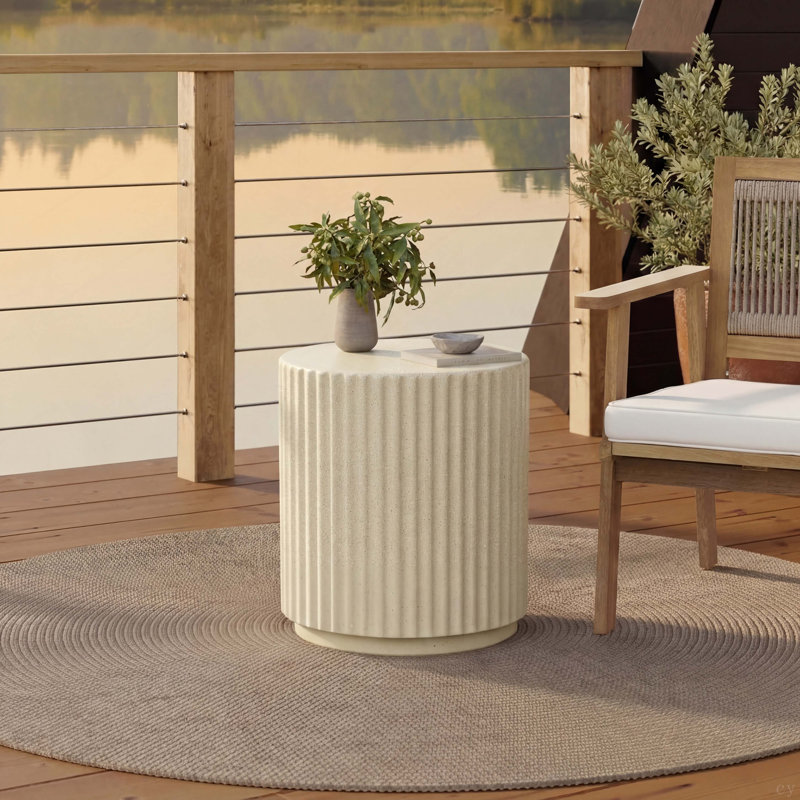 Table d'appoint d'extérieur, table de bout Mgo, Beige