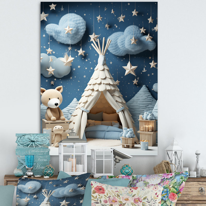 Child Nursery starry Night I - Animal Nursery, art mural, Toile tendue, H 40 po x l 30 po x P 1,5 po