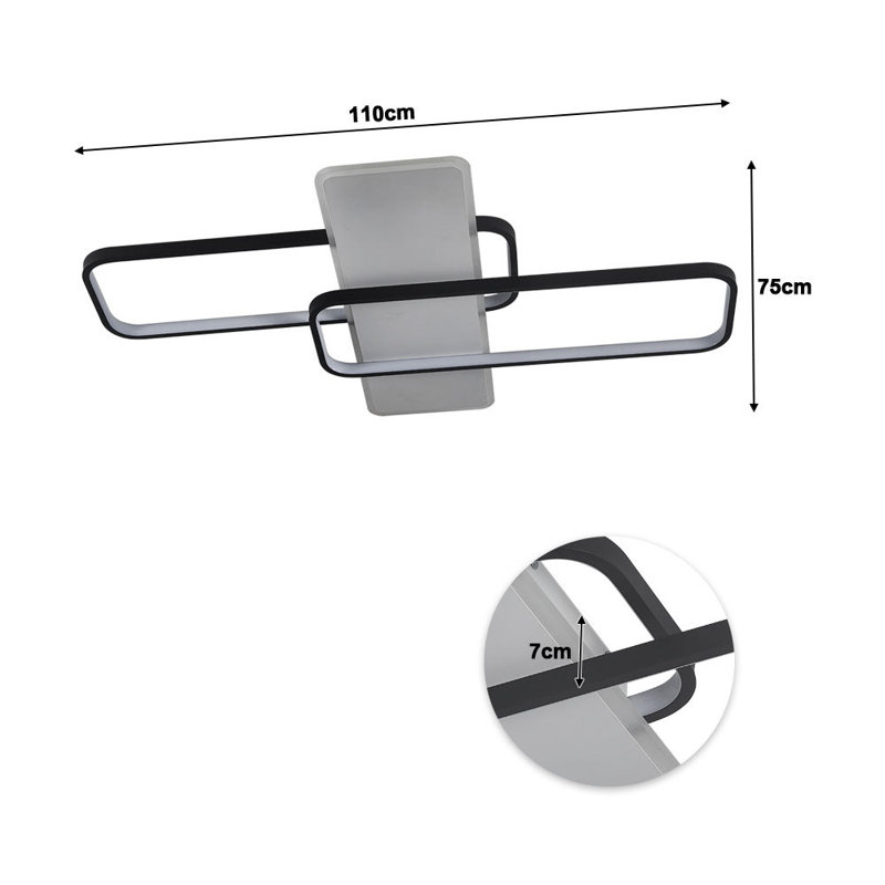 Ayris Chandelier 2Light-110cm LED Flush Mount, 7cm H x 110cm W x 75cm D
