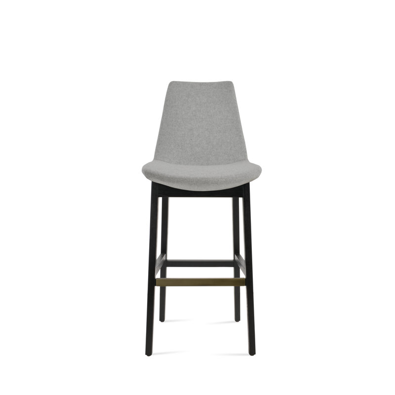 Eiffel Wood Stool, Counter Stool  (24” Seat Height), Silver/Wool