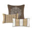 Courtepointe très grand / très grand avec coussins décoratifs - brun / or . Feuille, rayures et motifs. Détails de broderie. Facilement lavable à la machine et comprend 3 coussins. By Easy-121405870-121405875