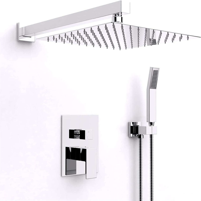 Système de douche mural complet avec valve brute, Nickel brossé