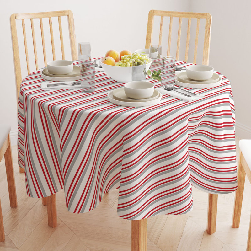 Turku Christmas Stripe Round Tablecloth, 60" x 60"