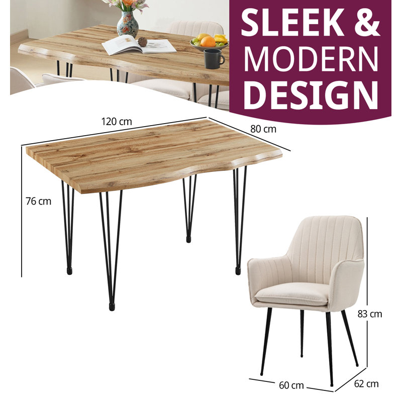 Mose 4 - Person Dining Set, 76” H x 120” L x 80” W, Beige