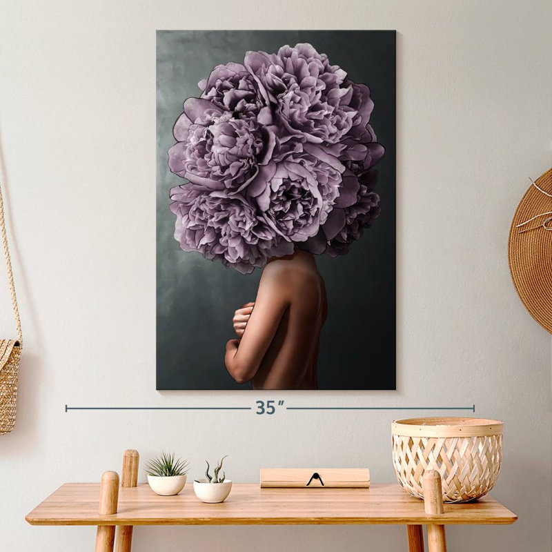 Lady Purple Peony Canvas Print, 20" H x 30" W x 1.25" D