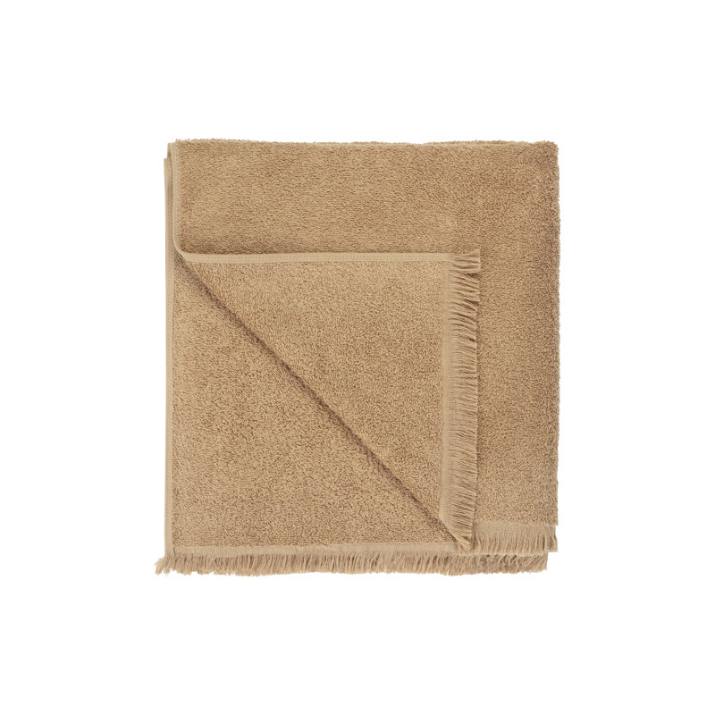 FRINO 100% Organic Cotton Bath Towel - Fringed, Tan