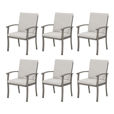 Chaises de patio en aluminium 6 pièces avec coussins Colby