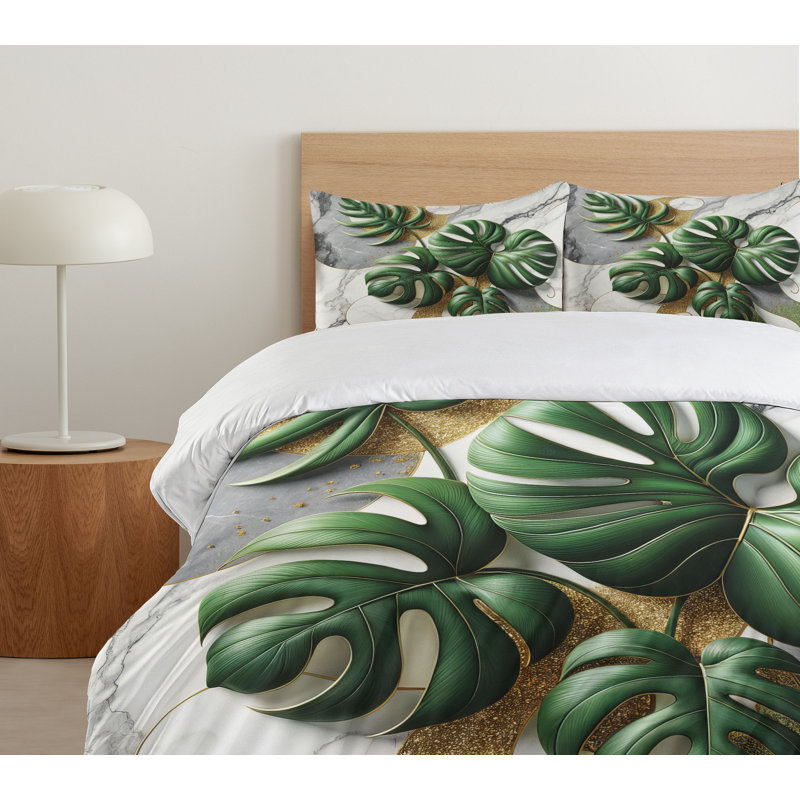 Monstera Duvet Cover, King Duvet Cover + 2 Standard Shams