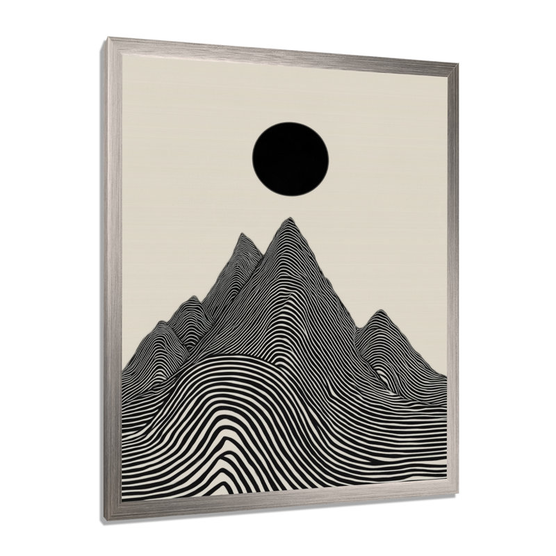 «Abstract Mountain Waves Vortex - Waves», impression sur toile moderne noire, Cadre photo unique, Argent argent