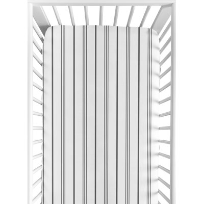 Stripe White and Grey Fitted Crib Sheet by Sweet Jojo Designs