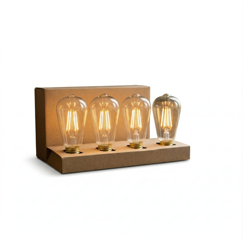 Ampoules à filament DEL à intensité variable St58 - 8 W 800 lumens - blanc doux 2700 K - culot E26 - paquet de 4, 4