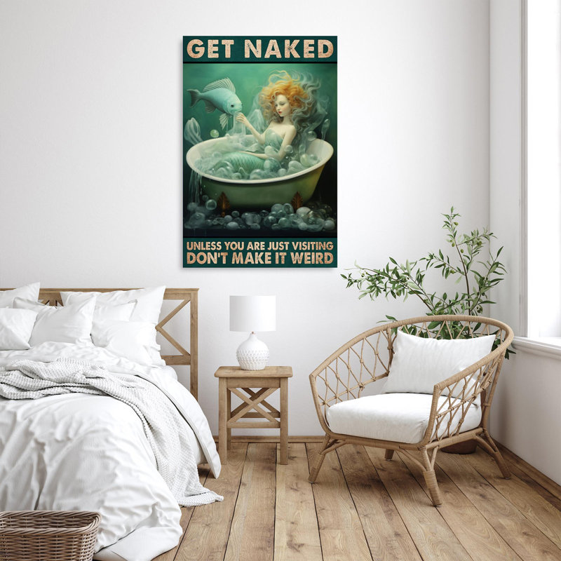«Mermaid In Bathaign Get N Nu On», reproduction sur toile, H 36 po x l 24 po x P 1,25 po