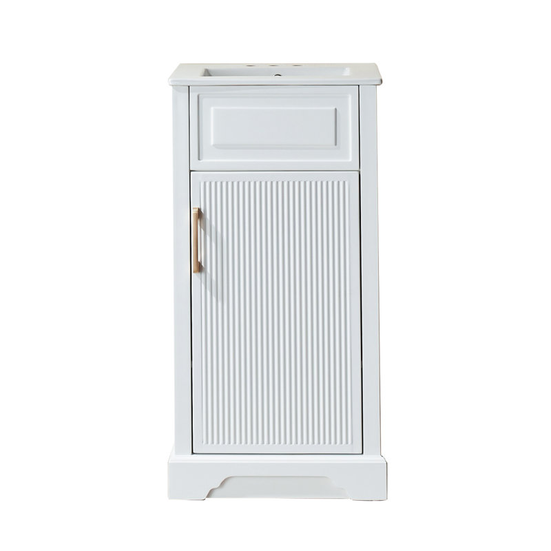 Meuble-lavabo simple de 18 pouces avec 1 porte à fermeture douce, armoire de rangement avec tablette réglable, entièrement assemblé