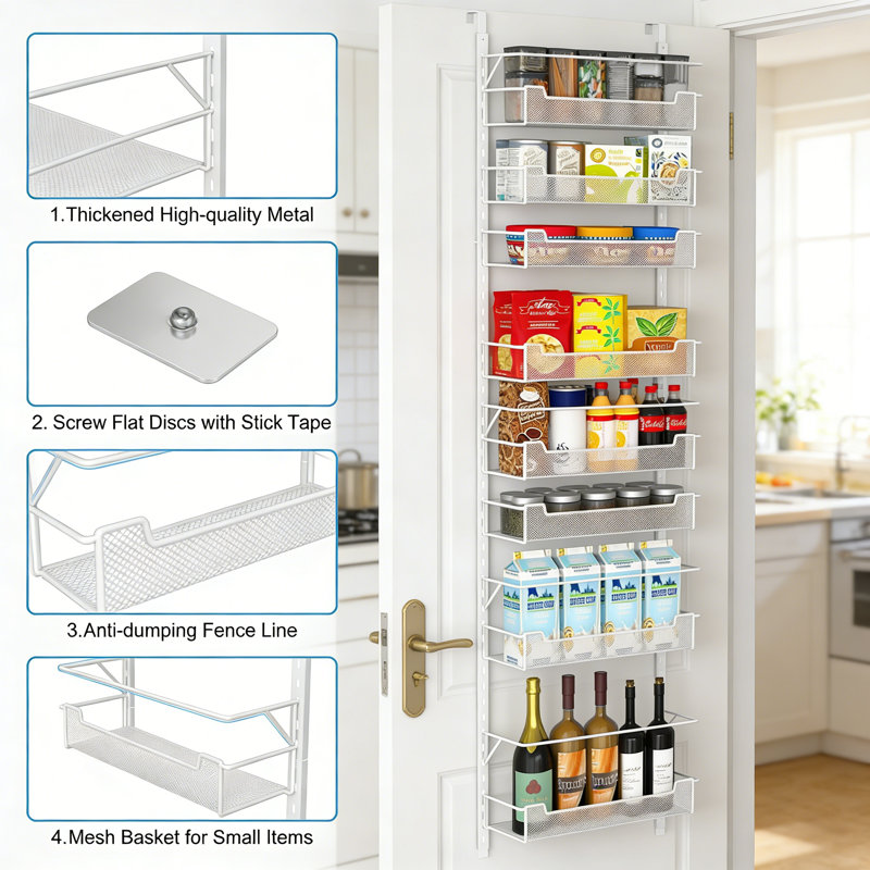 Over-the-Door Spice Rack, White
