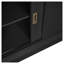 Bibliothèque moderne de 212 cm de haut avec portes coulissantes, tiroir et étagères ouvertes, meuble de rangement en bois massif et MDF pour salon ou bureau, noir